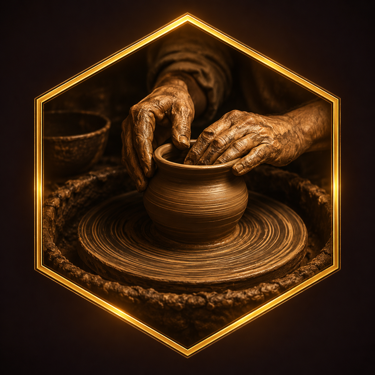 Hands shaping clay on a potter's wheel representing professional service
